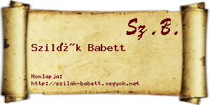 Szilák Babett névjegykártya